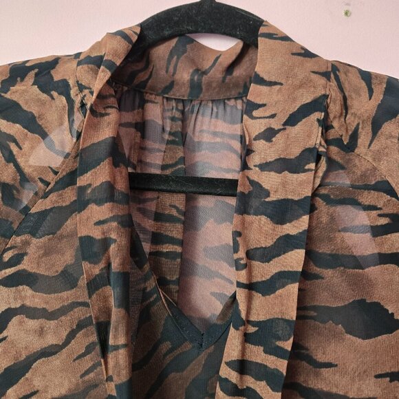 Diab'less Vintage Tiger Print Sheer Blouse size 2. Made in France - Picture 5 of 11